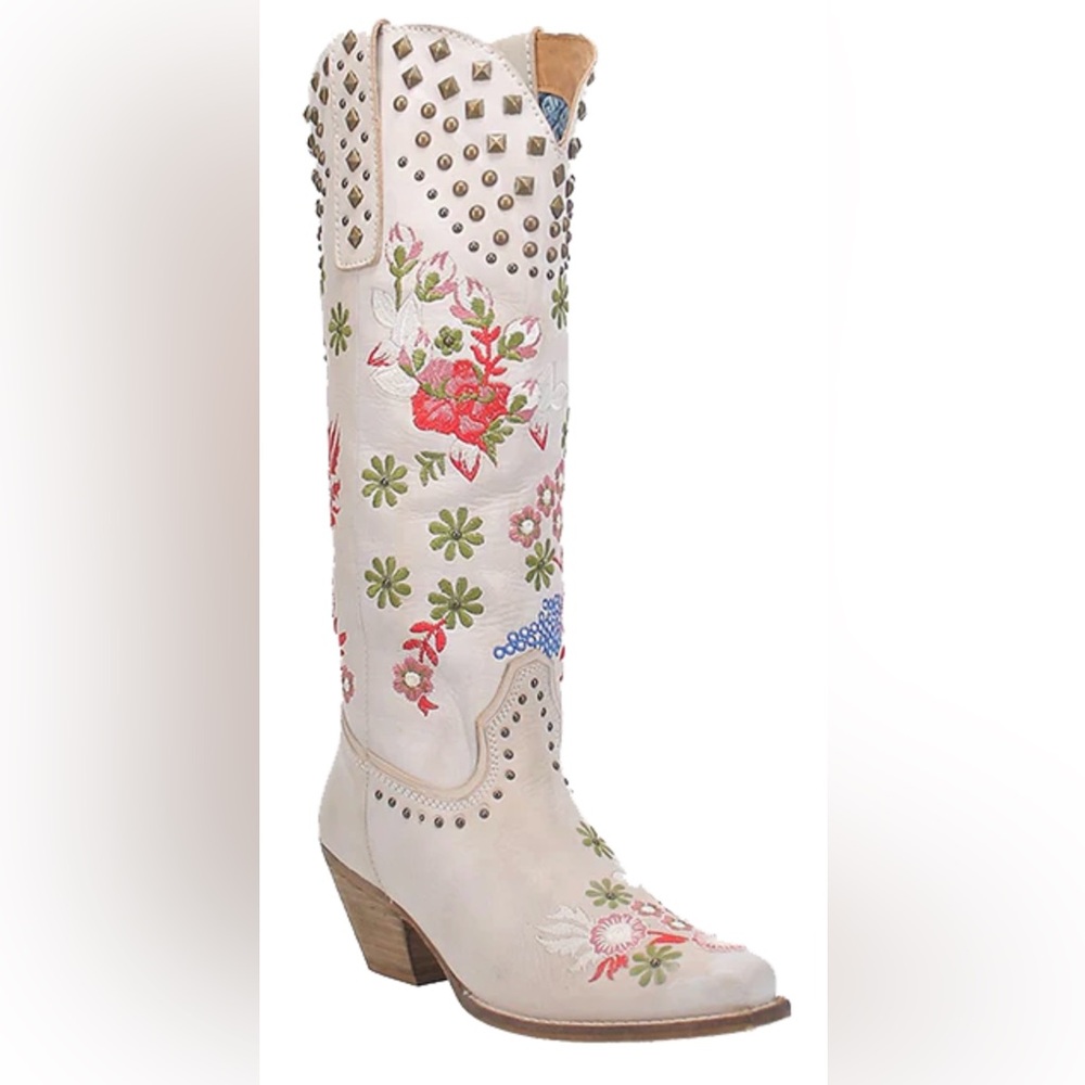 Dingo Floral Embroidered Studded Cowboy Boots
